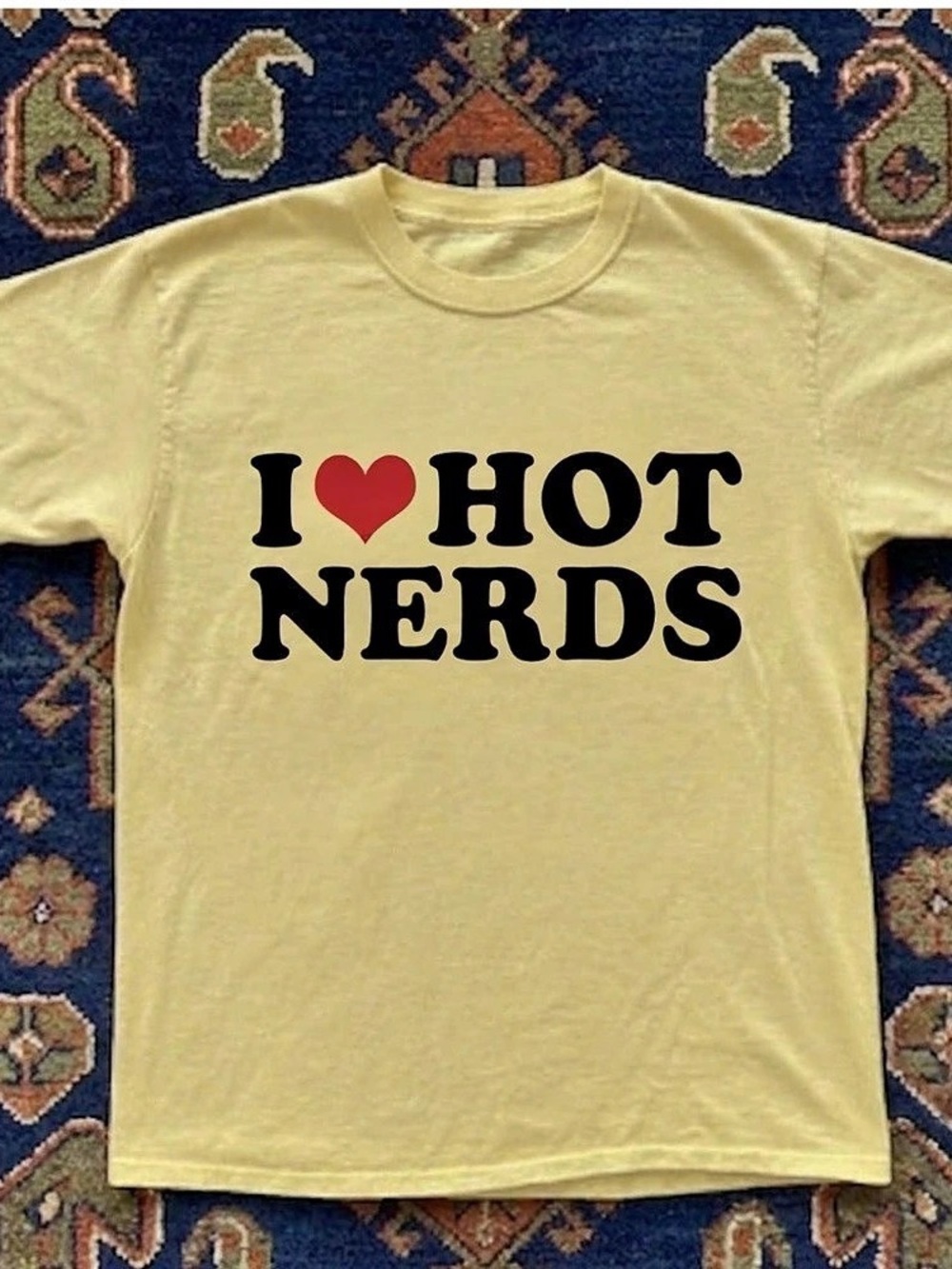 I Heart Hot Nerds Graphic Tee Yellow